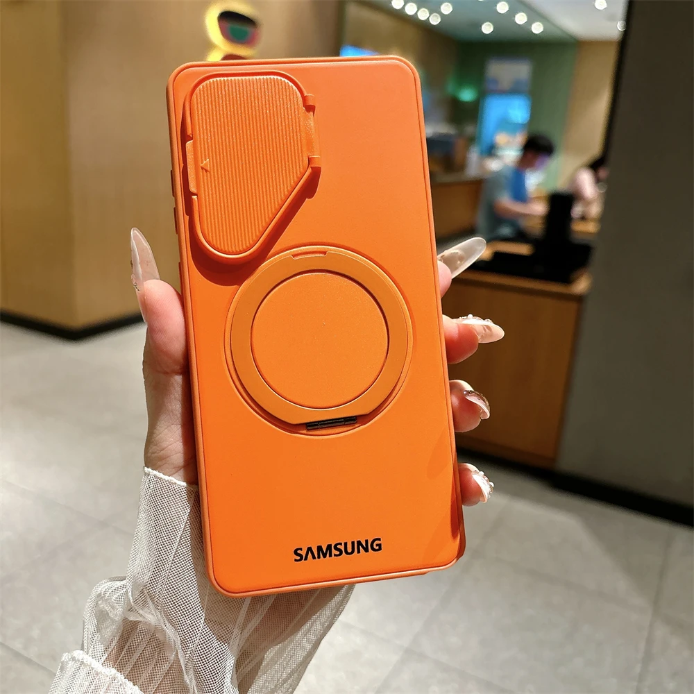 Camera Stand Bracket Protection Magnetic Case For Samsung Galaxy S26 Ultra S25 S24 Plus FE A07 A17 A57 A56 A16 A26 Back Cover