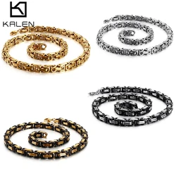 4/5/6/8mm Width Byzantine Chain Long Necklace for Men Royal Box Chain Necklace Male Stainless Steel Personalise Party Jewelry