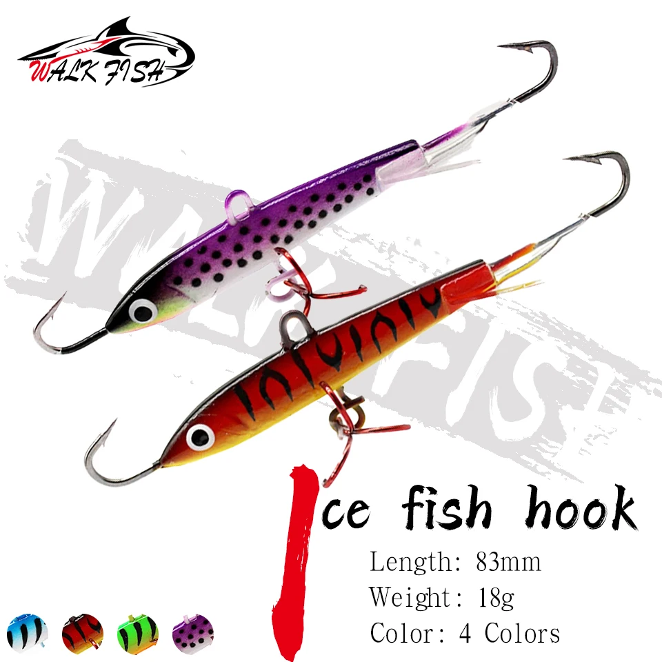 SPAZIERGANG FISCH 1Pcs 83mm 18g Eis Angeln Große Balance Haken Köder Metall Köder Mini Blei Fisch locken Winter Angeln Lieferungen Köder Schaukel