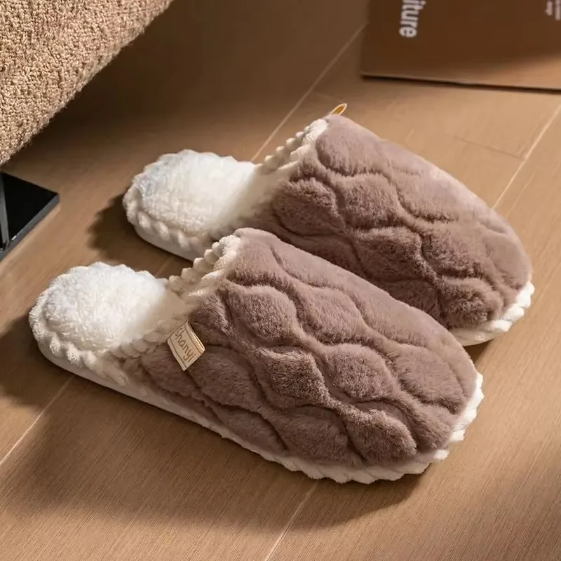 Cotton Slippers for Women Suitable for Spring Autumn Winter Living Indoor Anti Slip Home Warm Home Shoes Couple Winter Furry Men