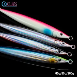 1Pcs 금속 지그 낚시 미끼 60g 80g 100g 잭 지그 느린 피치 지그 바다 낚시 태클 참치 마히 청새치에 대한 인공 주조 미끼