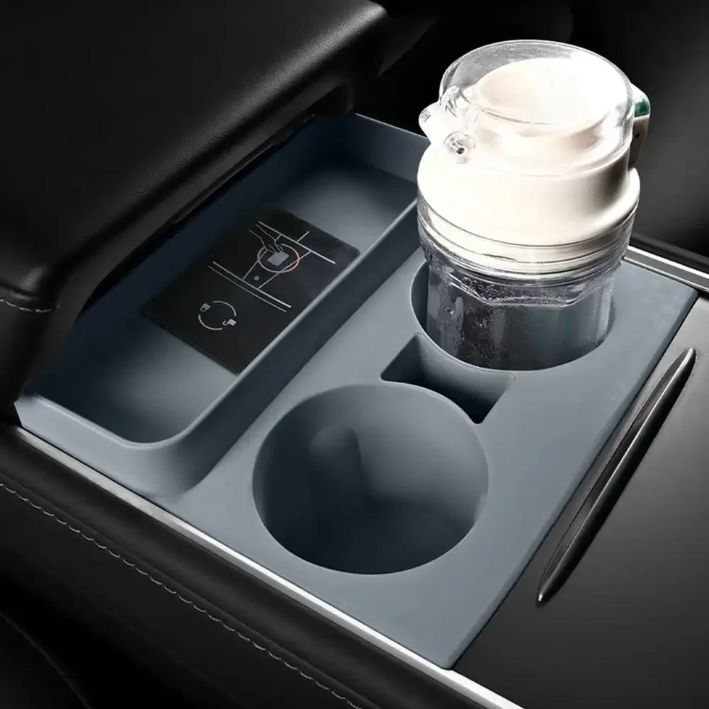 Car Insert Water Cup Holder Limiter Center Console Water Cup Holder 2-Hole Anti Slip Mat For Tesla Model 3/Y Accessories