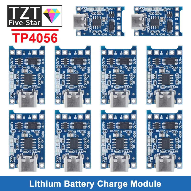 10pcs 5V 1A 18650 TP4056 Lithium Battery Charger Module Charging Board With Protection Dual Functions 1A Li-ion