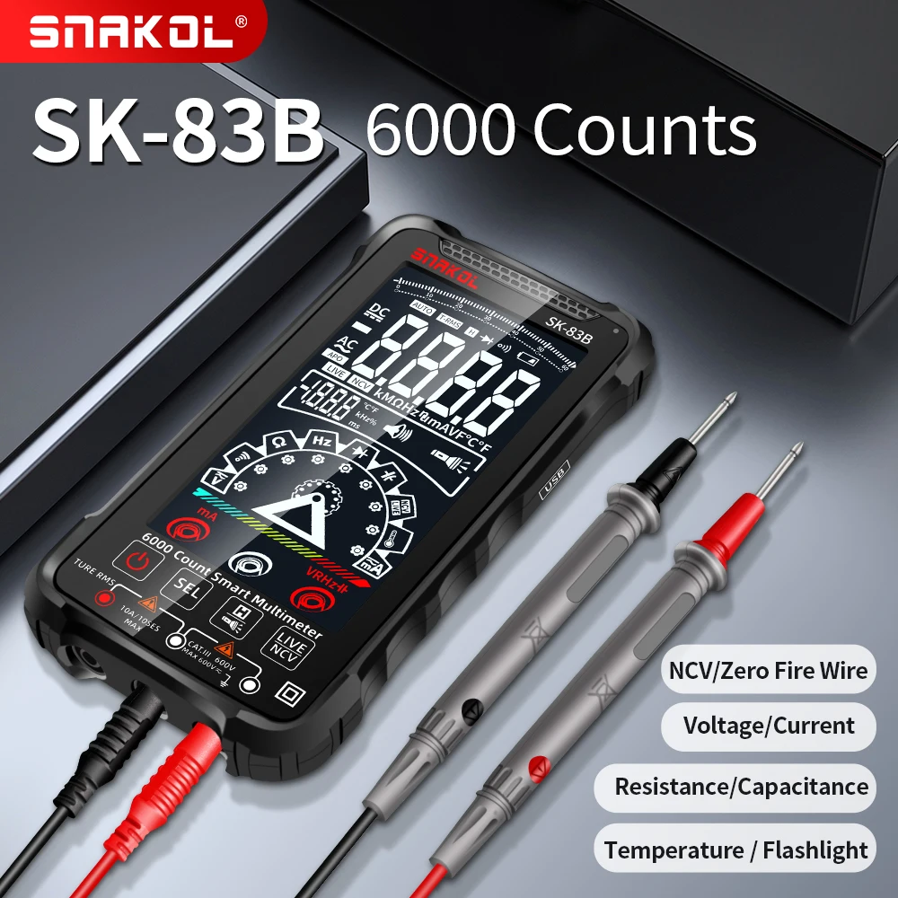 SK83B Smart Digital Multimeter Touch 6000 Counts Multimetro Test Rechargeable Multitester AC/DC Voltage Current Tester Tools