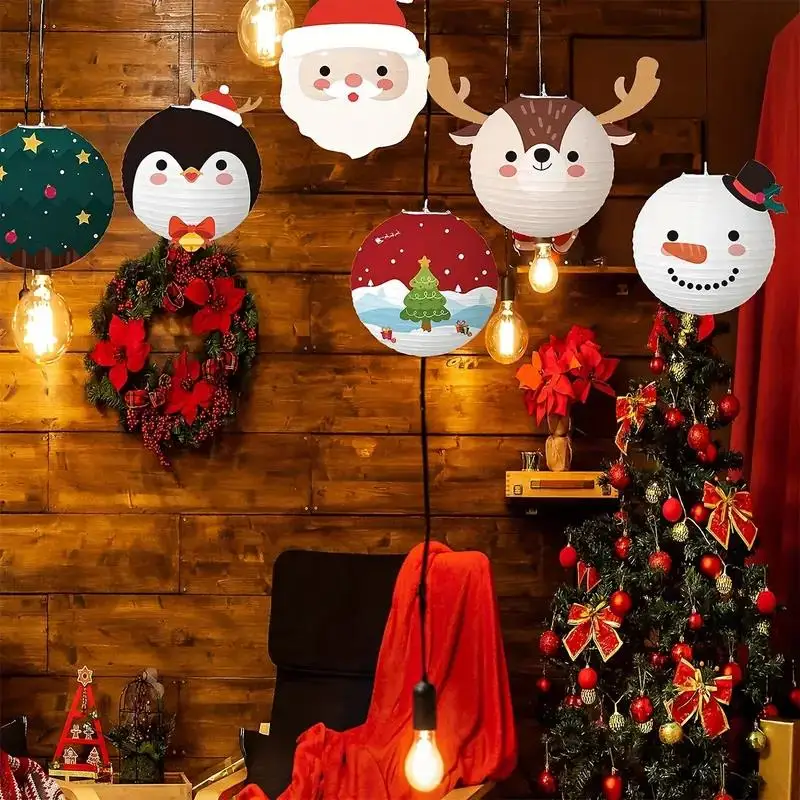 Cartoon-Weihnachts-Papierlaterne 2025, Weihnachtsfeier, Zuhause, Hängelampen, Ornamente, DIY-Dekoration, 2026 Neujahr, Kinder, Geschenke, Gefälligkeiten
