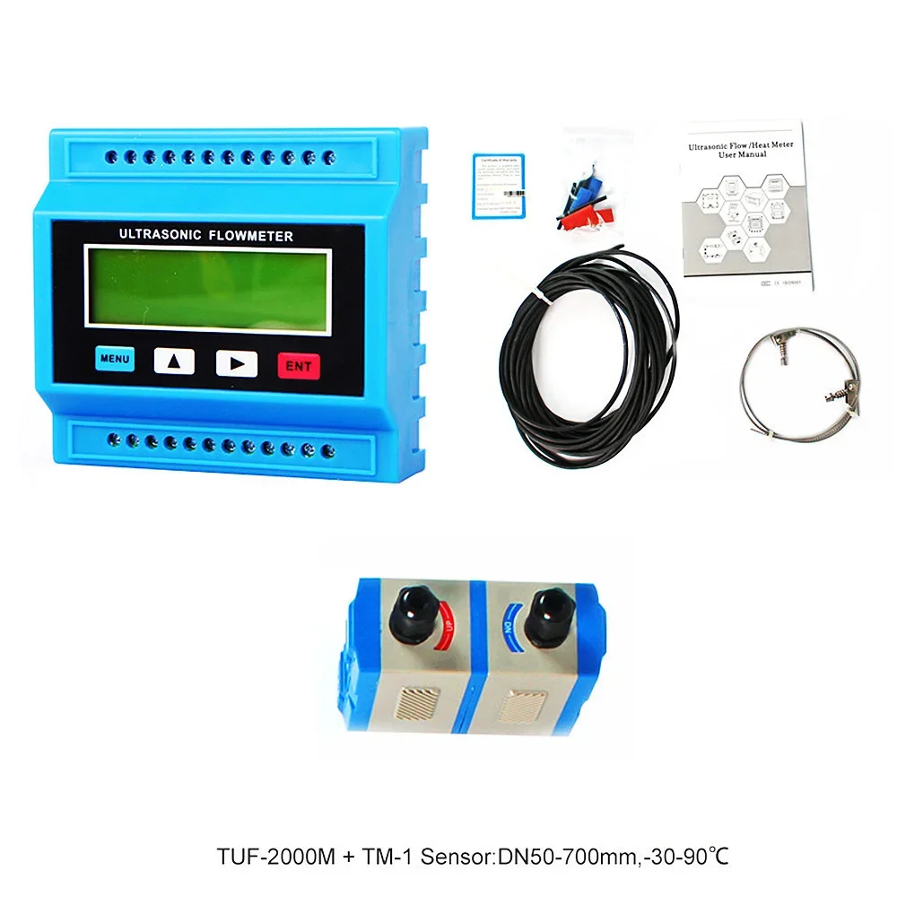 TUF-2000M DN50~700mm Digital Ultrasonic Flowmeter Module With TM-1 Sensor Indicator Counter Water Flow Meter