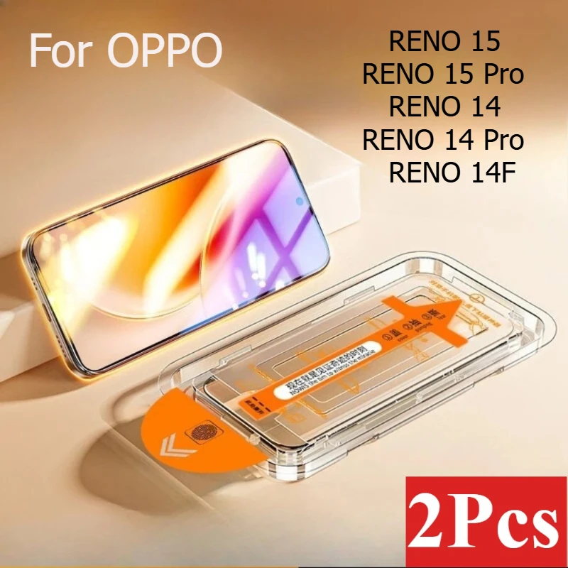 2Pcs Tempered Glass For OPPO RENO 15 Pro 14Pro 14FS Screen Protector Fingerprint Toughened Glass Accessories No Dust Bubbles Kit
