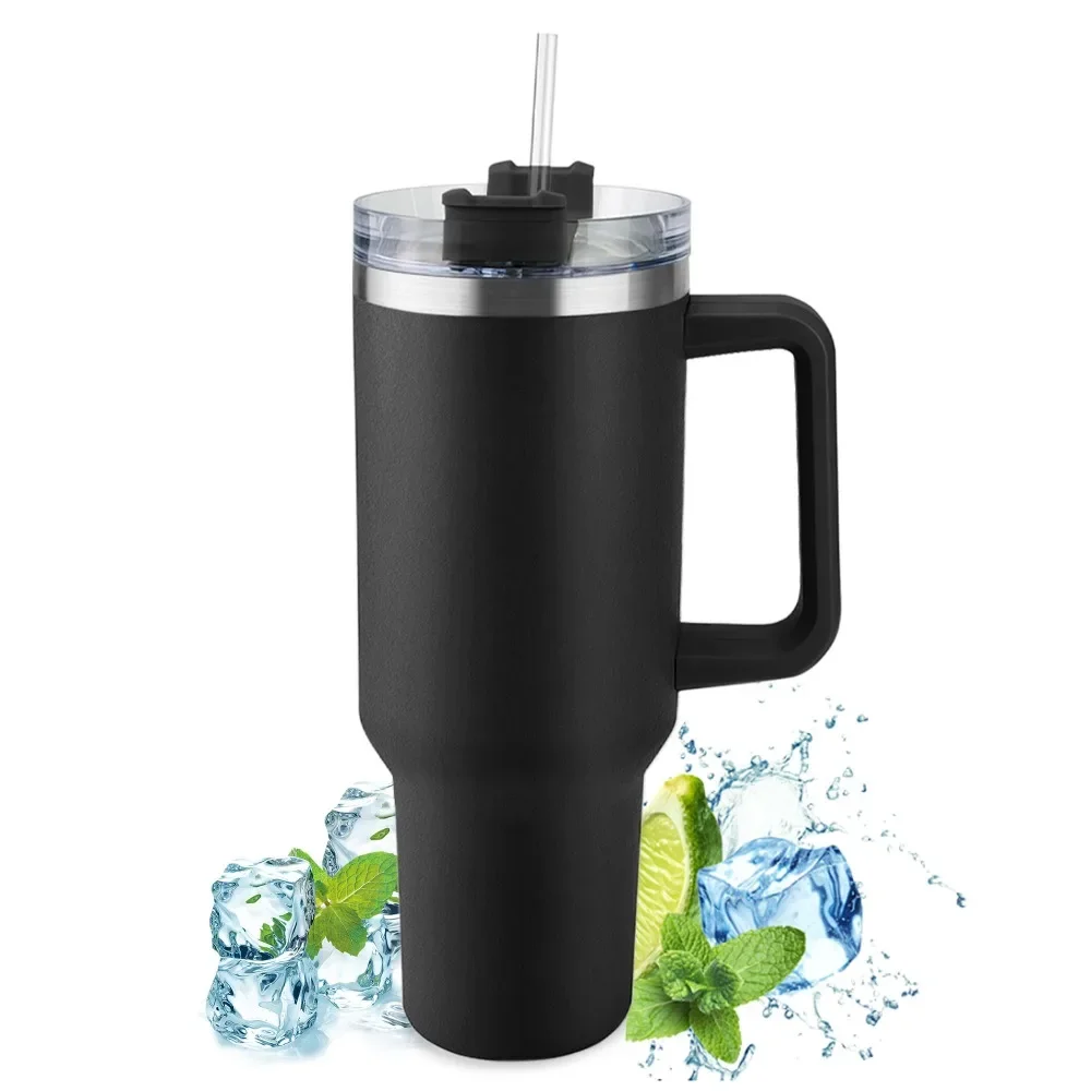

40 oz Tumbler with Handle and Straw 100% Leak Proof Tumblers Cup Stainless Steel Insulated Travel Coffee Mug for car cup holder