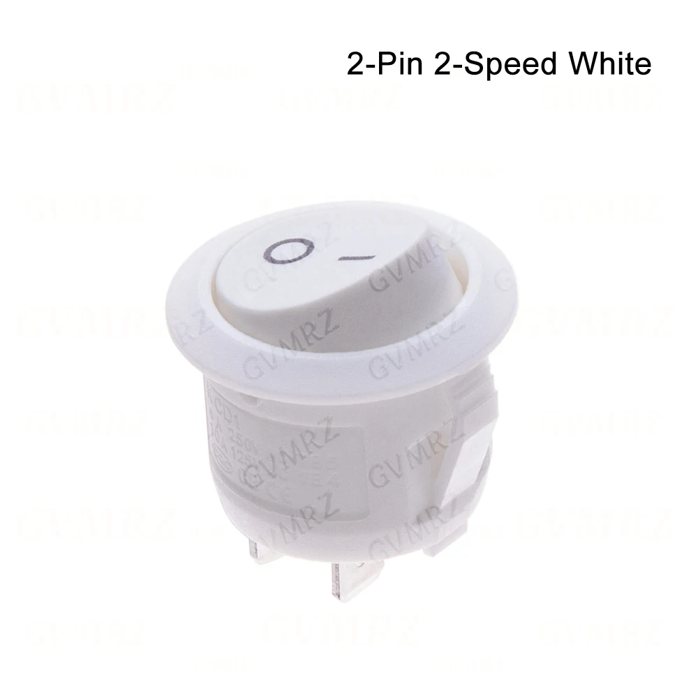 5PCS Push Butt Switch 20MM SPST 3P 2P3A 250V KCD1-105 2PIN 2 block Black Snap-in Off Round Rocker Black White Integrated circuit