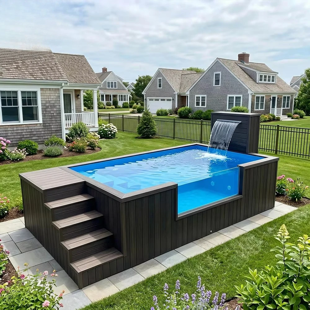 40FT Above Ground Pool 20FT Container Pool Shipping Container Prefab Inground with Clear Window Hot Tub