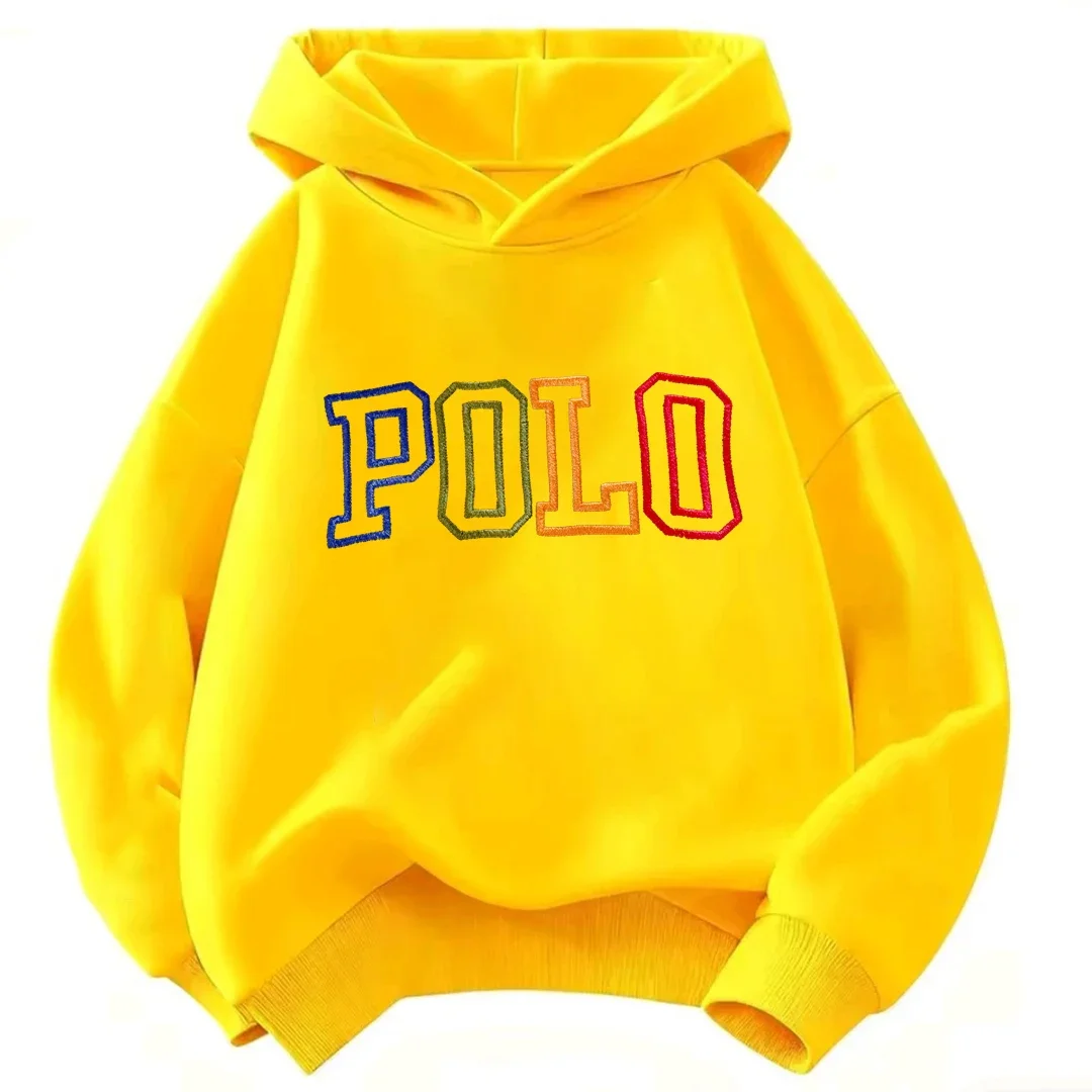 Kinder-Straßenkleidung Kinder-Hoodie Vintage Regenbogen-Umriss POLO-Schrift Grafik Langarm-Sweatshirt Unisex Kleinkinder Jungen Mädchen Alltagskleidung – Detail 5