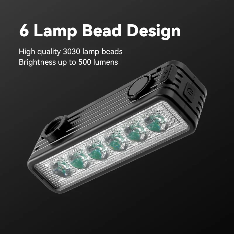 OFFBONDAGE Bicycle Headlight Horn 2 In 1 Bike Near And Far Light 6 Lamp Beaded Wire Control Bell Horn Mountain Bike Accessory