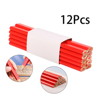 12PCS Elliptical Woodworking Pencils With Scale Flat Mark Pencils Black/Red Thick Core Hand Tool DIY Accessories