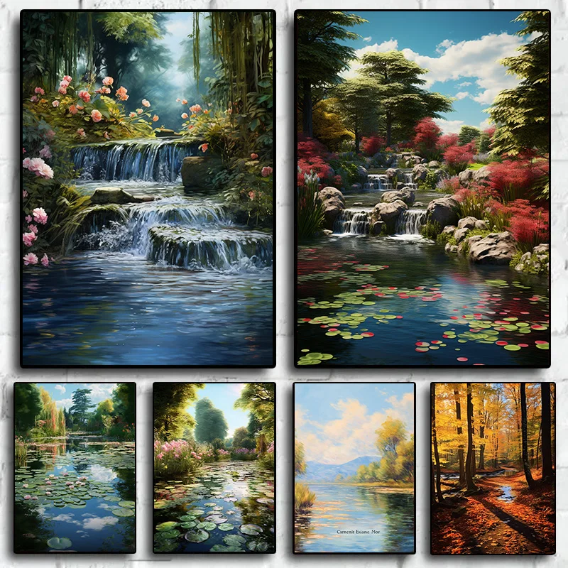 Красивый пейзаж озер, украшение для комнаты, Настенный декор и художественная концепция, картины для интерьера, цветы, 1 шт. для дома