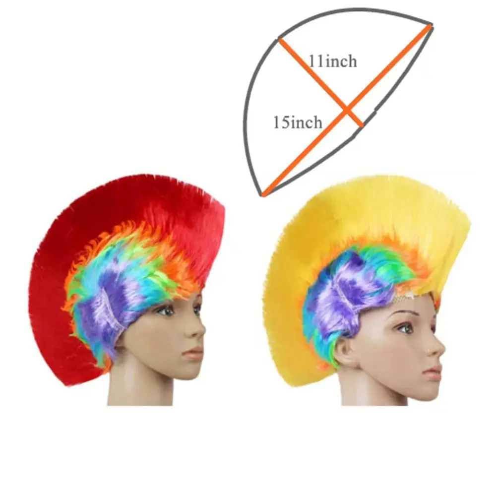 Suitable for Women Men Punk Rainbow Red and Yellow Colorful Hair Wigs Wigs for Costume Party Halloween