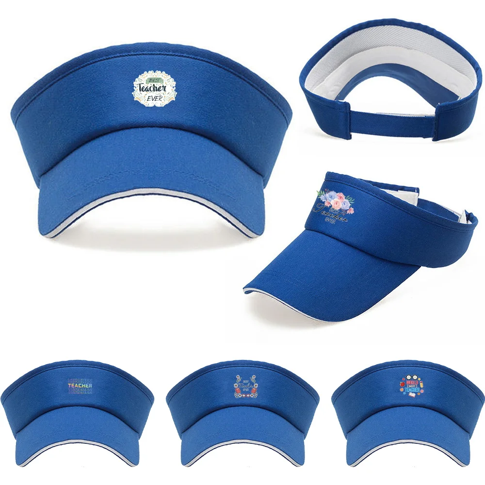 Unisex Adjustable Sports Visor Hat Teacher Print Empty Top Sun Cap for Golf Tennis Beach Workout Trip Fashion Baseball Caps