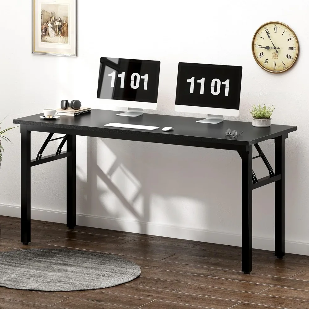 Bureau d'ordinateur de 55 pouces avec certification BIFMA, table pliante, poste de travail, sans installation, noir AC5CB