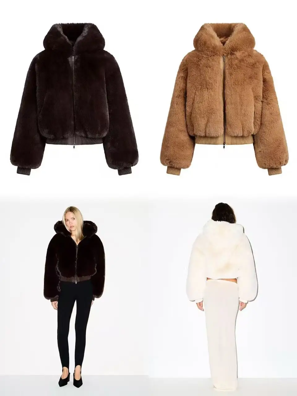 

New Winter Soft Comfortable Zipper Long Sleeve Faux Fur Jacket Women's Fashionable Outerwear Warm Wear Resistant Back Fur