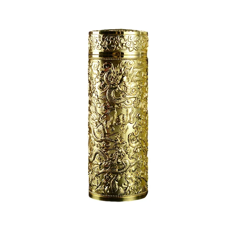 Silver Color Thermos Cup Stainless Steel Tumbler Water Bottle Coffee Mug Dragon Pattern Gift Thermos Cup