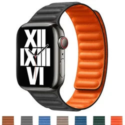 Leather Strap for Apple Watch Band 45mm 41mm 44mm 40mm Original Magnetic Loop Link Bracelet iWatch Ultar2 49mm 9 8 7 6 SE 3 42mm