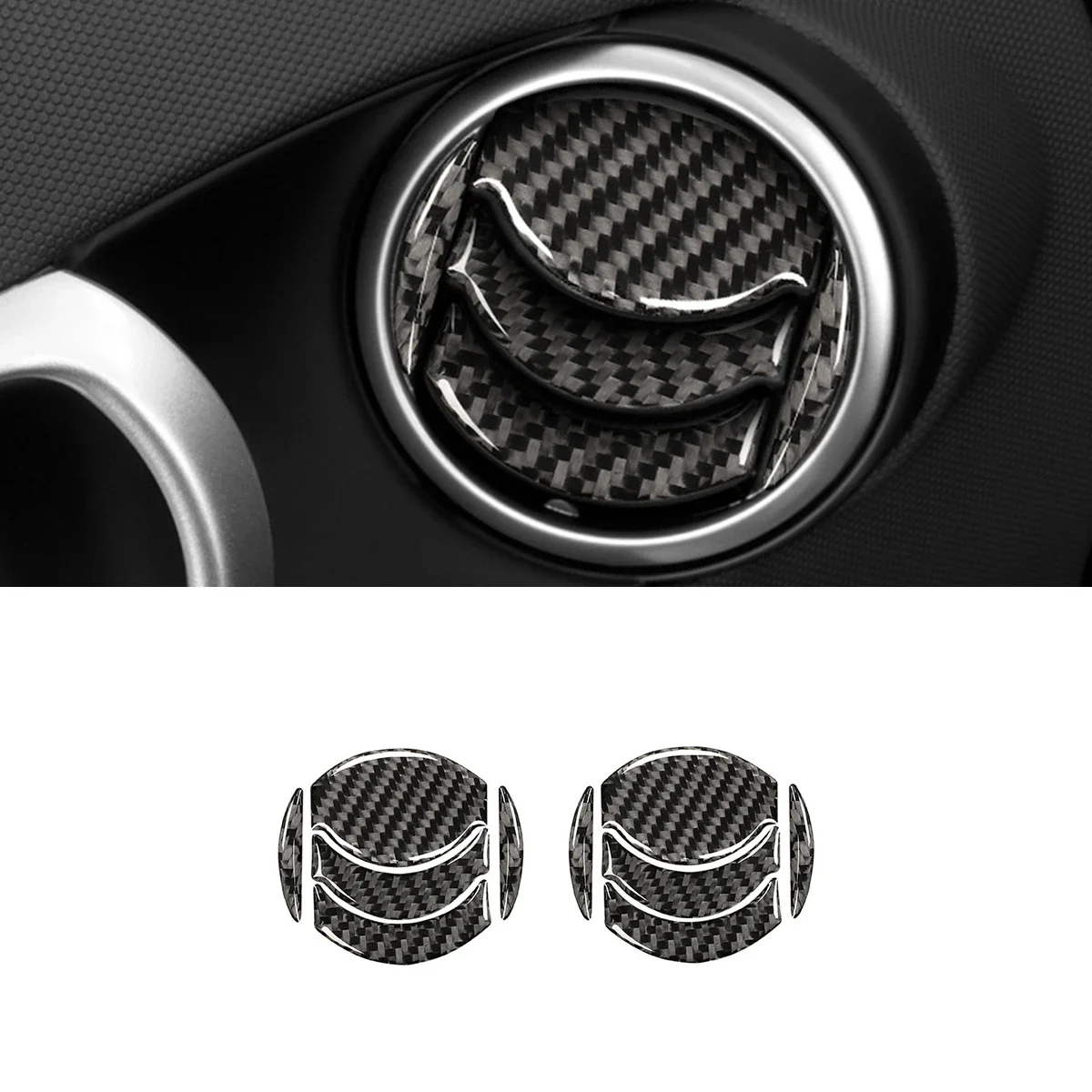 

For Nissan 350z Interior Modification Left And Right Exhaust Ring Carbon Fiber Decorative Sticker Car Accessories Ries Car Play