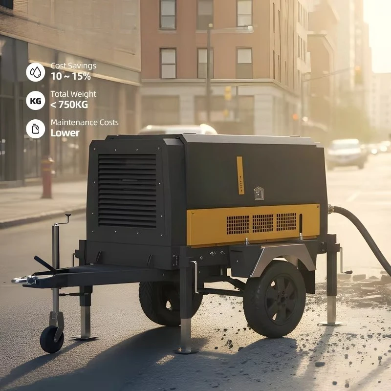 Diesel Air Compressor Mobile Rotary Screw Type 30BAR 300CFM High Pressure Portable Unit for Water Well Drilling Rig Sandblasting