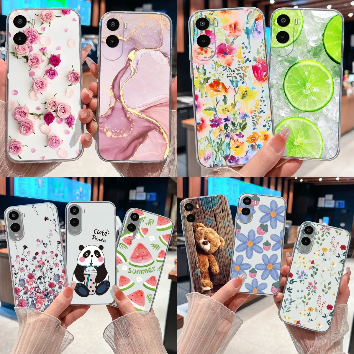 Funda de teléfono para Redmi A6 A4 Xiaomi Poco C9E, Funda protectora transparente de silicona TPU suave con estampado de limón y lima, a prueba de golpes