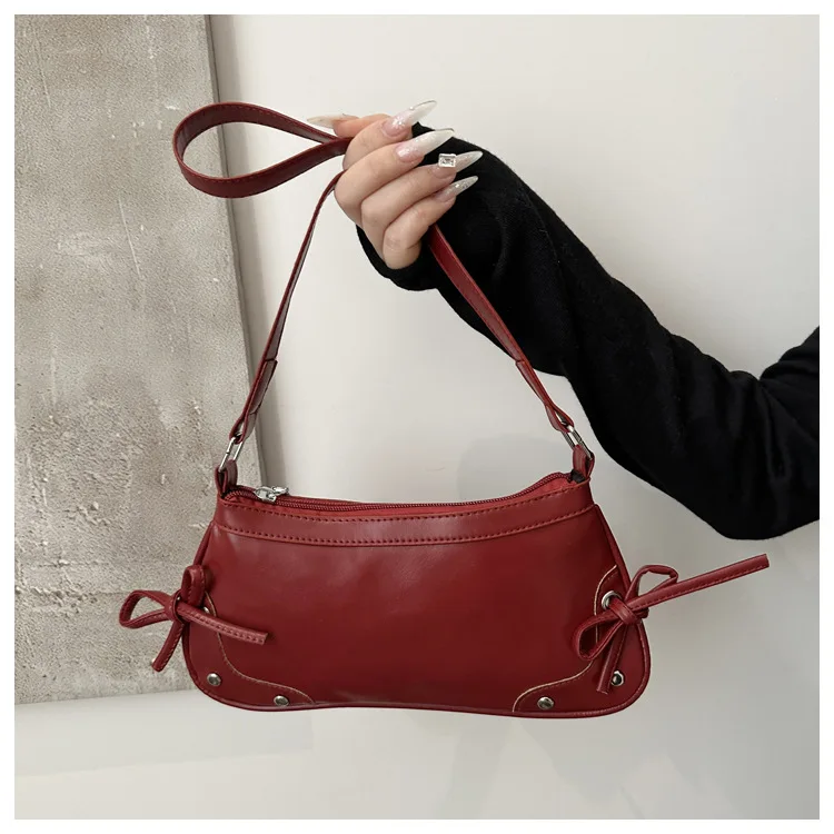 Neue Achselhöhle Tasche Trendy Schulter Tasche für Frauen Süße Doppel Bogen Handtasche Damen Tasche Retro Mode Weibliche Leopard Print Schulter Tasche – Detail 12