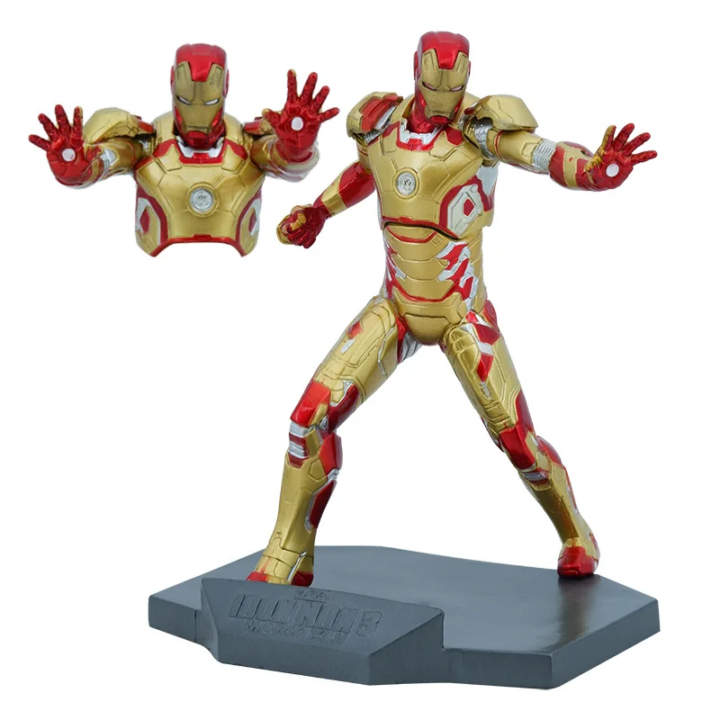 Disney 19cm Avengers Iron Man 3 Mark XLII PVC Action Figure Golden Ironman Model Toys Gift