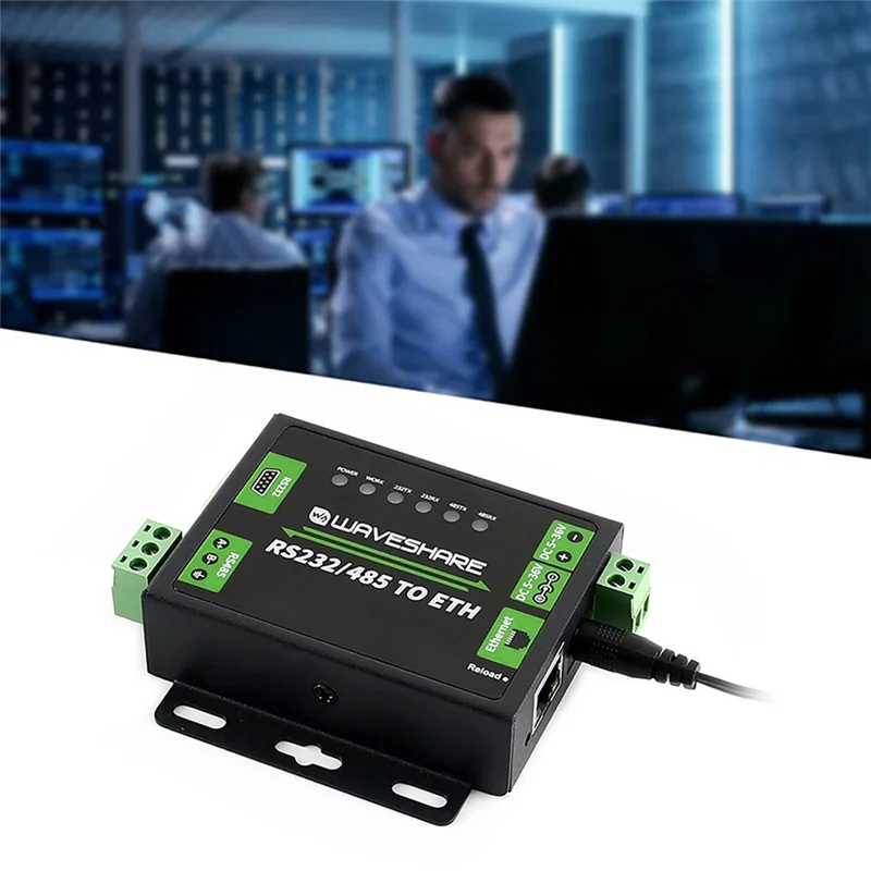 RS232/RS485 to Network Port Module Dual Serial Port ETH RJ45 Industrial Grade Double-sided Transparent Transmission EU Plug