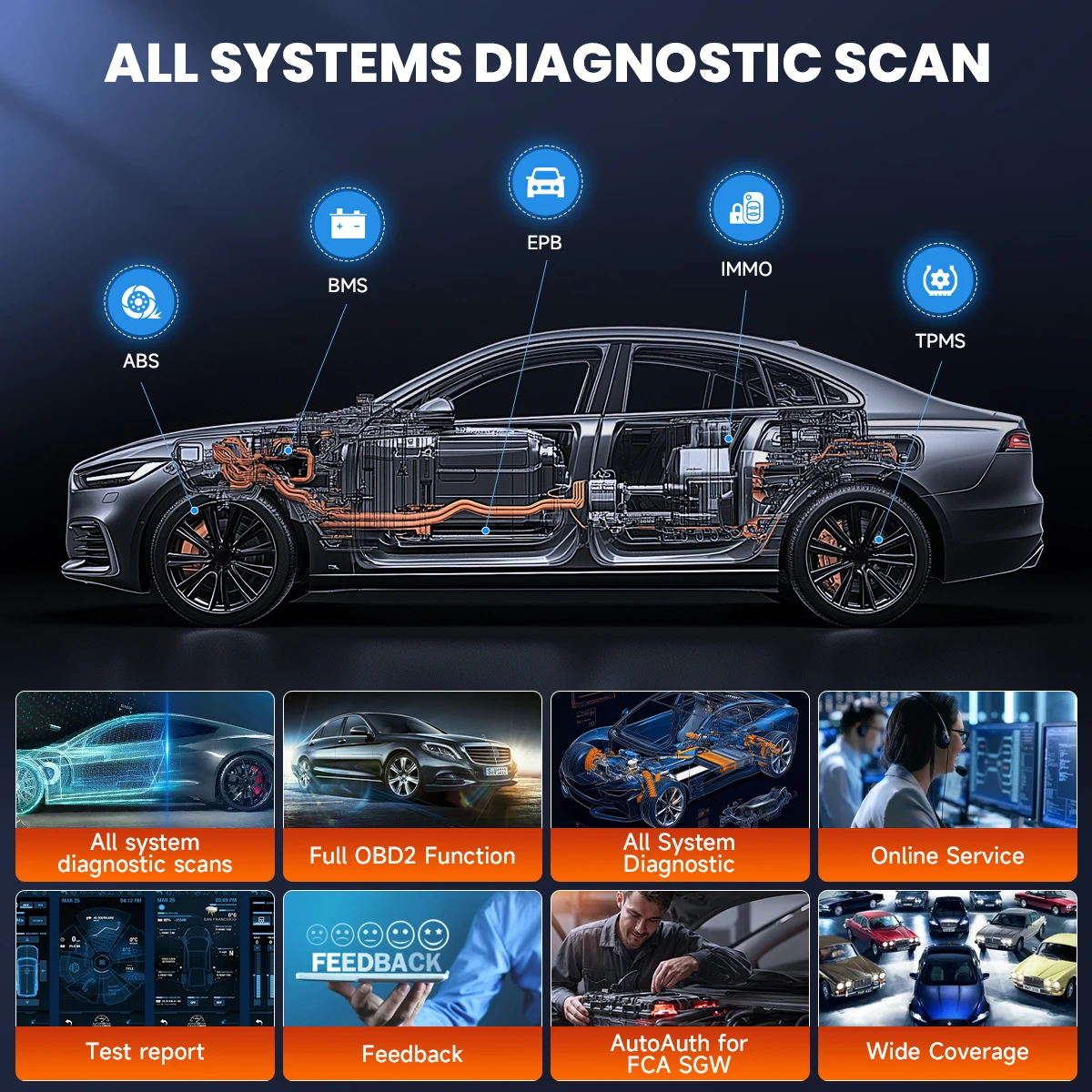 ANCEL DS200 OBD2-autoscanner 15-resetcodelezer D.PF Regen Engine ABS SRS Airbag Reset Volledig systeem Diagnostische scantool