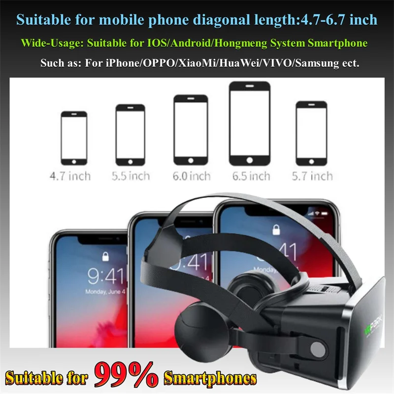 Wireless Virtual Reality VR Glasses IMAX 3D Videos Google Cardboard Box Stereo VR Headset for IOS Android Phone,Support Gamepad