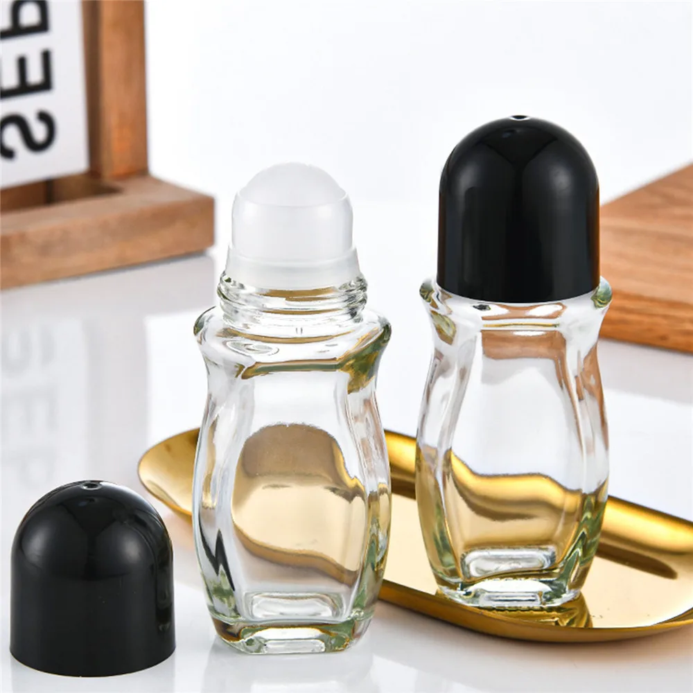 Glass Empty Roller Bottles with Plastic Roller Ball Deodorant Roll On Bottles Leak Proof Massage Roller Ball Bottles with Cap