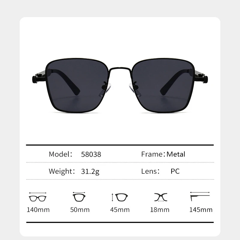 Retro Square-shaped Steampunk Men\'s Sunglasses With Protection Round Face Metal High-end Style Suitable For Advanced Men 8479