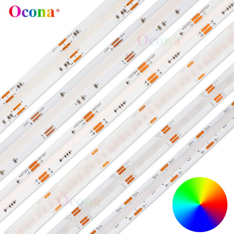 COB RGB RGBW RGB+CCT LED Strip Lights for Home Decor DIY DC 24V 12V 5V Flexible LED Ribbon Tape Colour Linear Light Dimmable