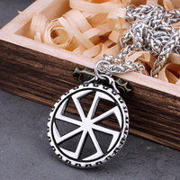 Vintage Slavic Rune Necklace Men's Vikings Sun Symbol Amulet Pendant Necklace Stainless Steel Nordic Fashion Male Jewelry Gift