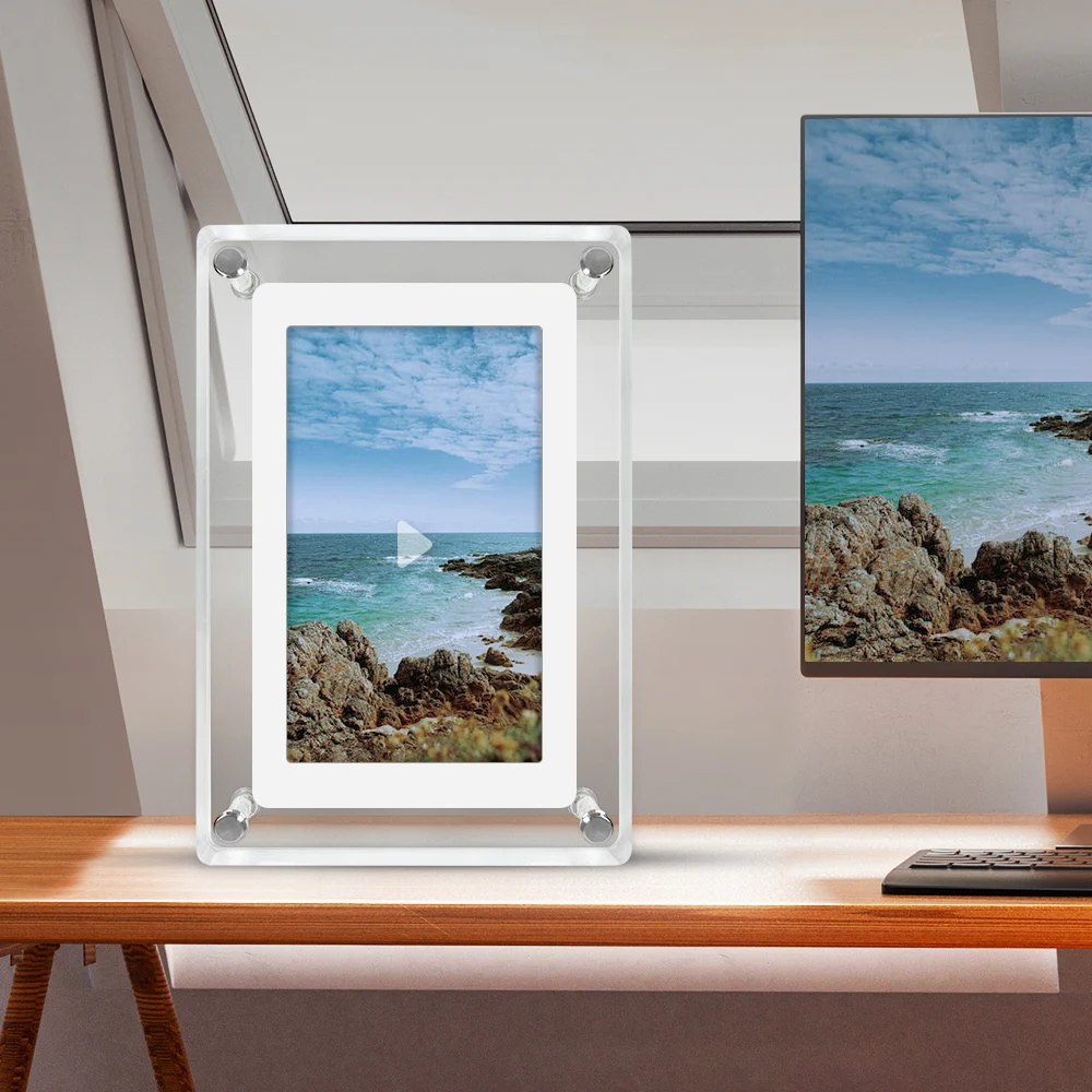 For Acrylic Digital Photo Frame 5 Inch 1200mAh Vertical Display IPS Screen 4G Memory Battery Porta Retrato digital picture frame