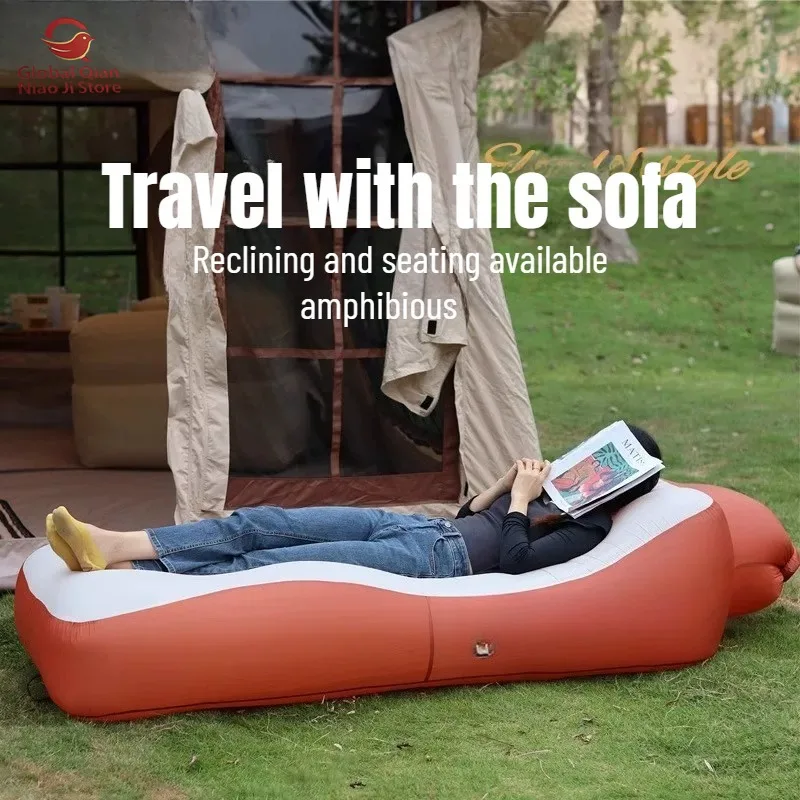 Lazy Inflatable Sofa, Suitable for Music Festivals, Camping, Lunch Breaks, Single Portable Outdoor Air Mattress for Lying