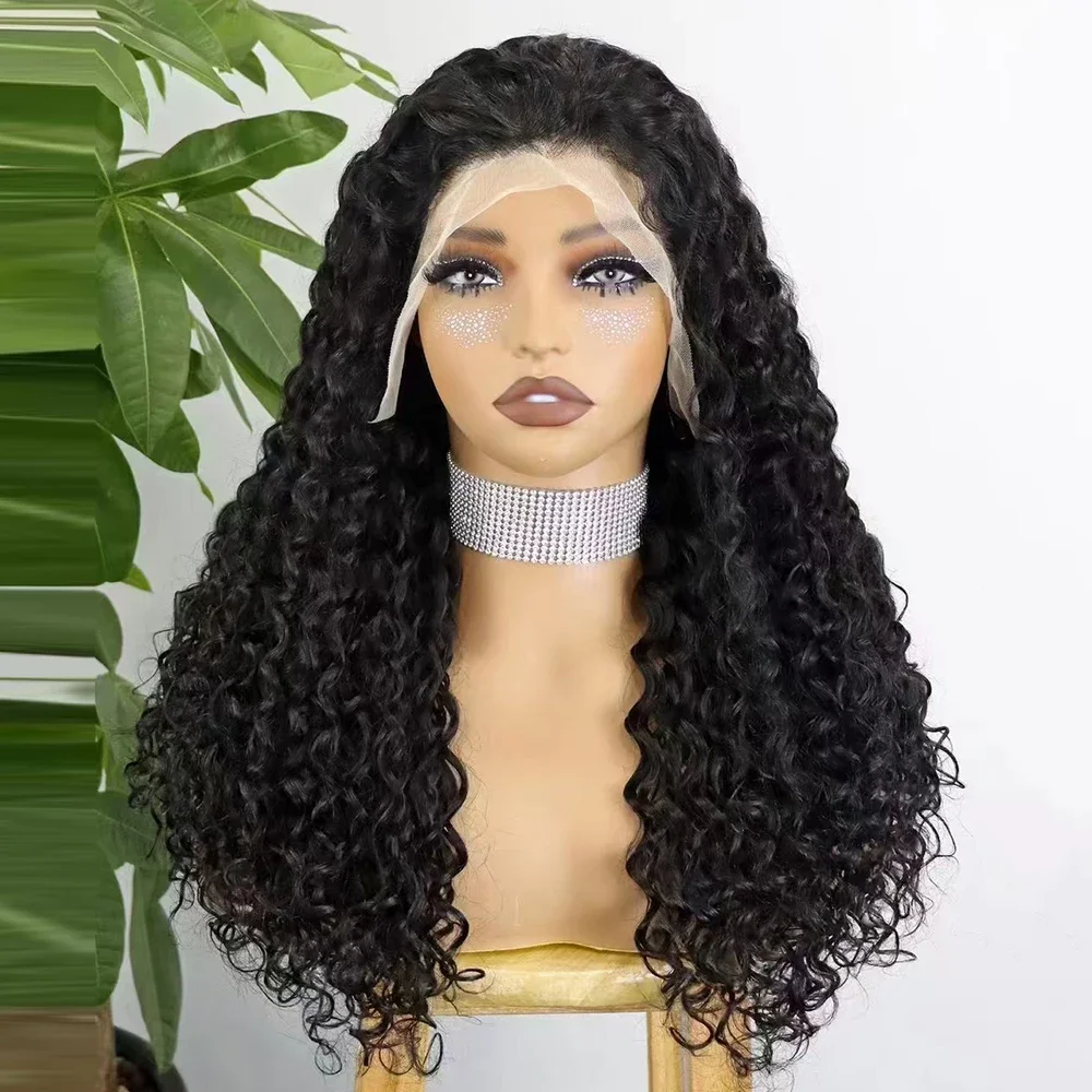 

Long 180Density Soft black kinky curly hair 26” Lace Front Wig For Women With BabyHair Preplucked Natural Hairline