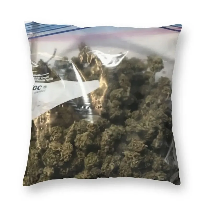 Weed Marijuana Square Pillowcase Peach skin polyester pillowcase  Printed Zippered Room Decor Cushion Cover