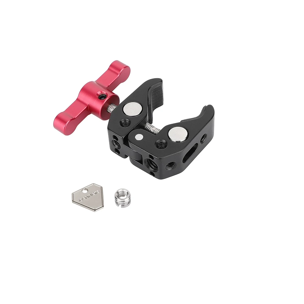 Braçadeira super do caranguejo de camvate com 1/4 "-20 & 3/8"-16 furos rosqueados e punho reforçado do t-para acessórios da fotografia do equipamento da câmera