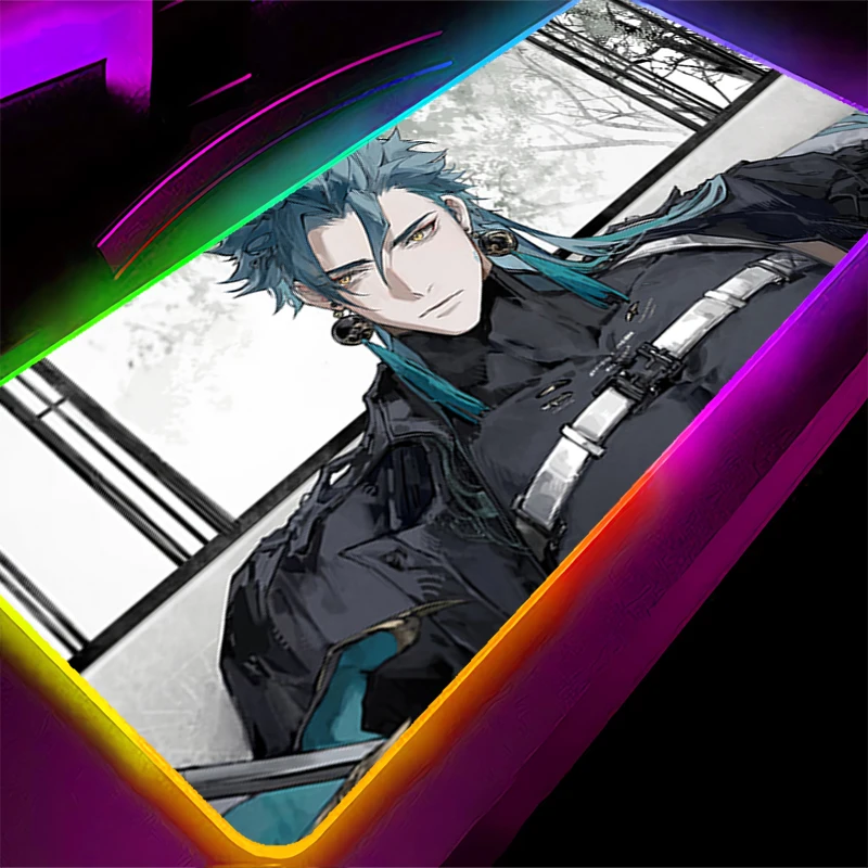 

RGB LED Mouse Pad Laptop Keyboard Pad Non-Slip Anime Gaming Mat PC Accessories Mousepad Rubber W-wuthering Waves Jiyan Desk Mat