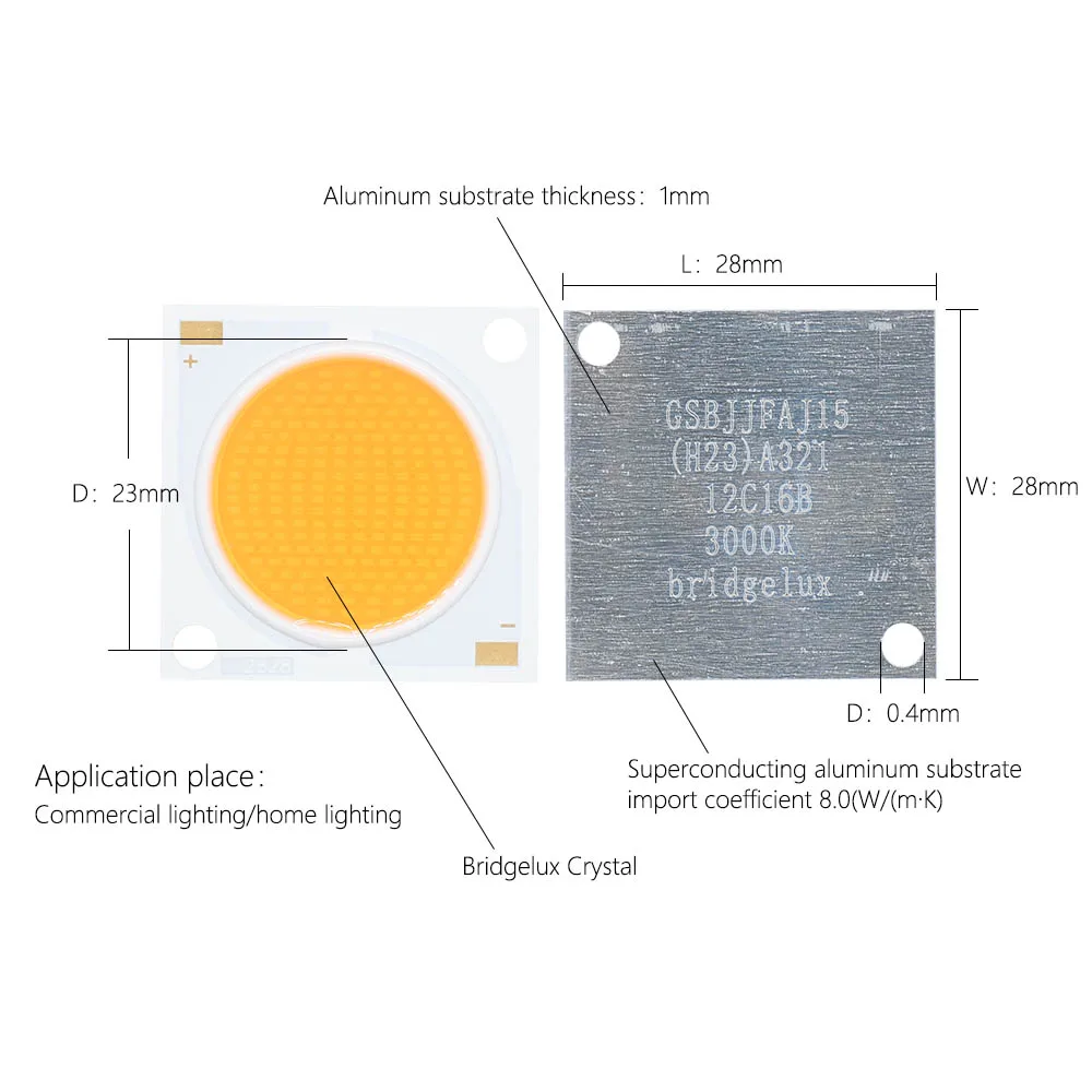 LED COB رقاقة Bridgelux كريستال RA90 الطاقة الكاملة 48 واط/72 واط/96 واط DC36-39V عالية التجويف نمو النبات ضوء الإضاءة المنزلية للأضواء