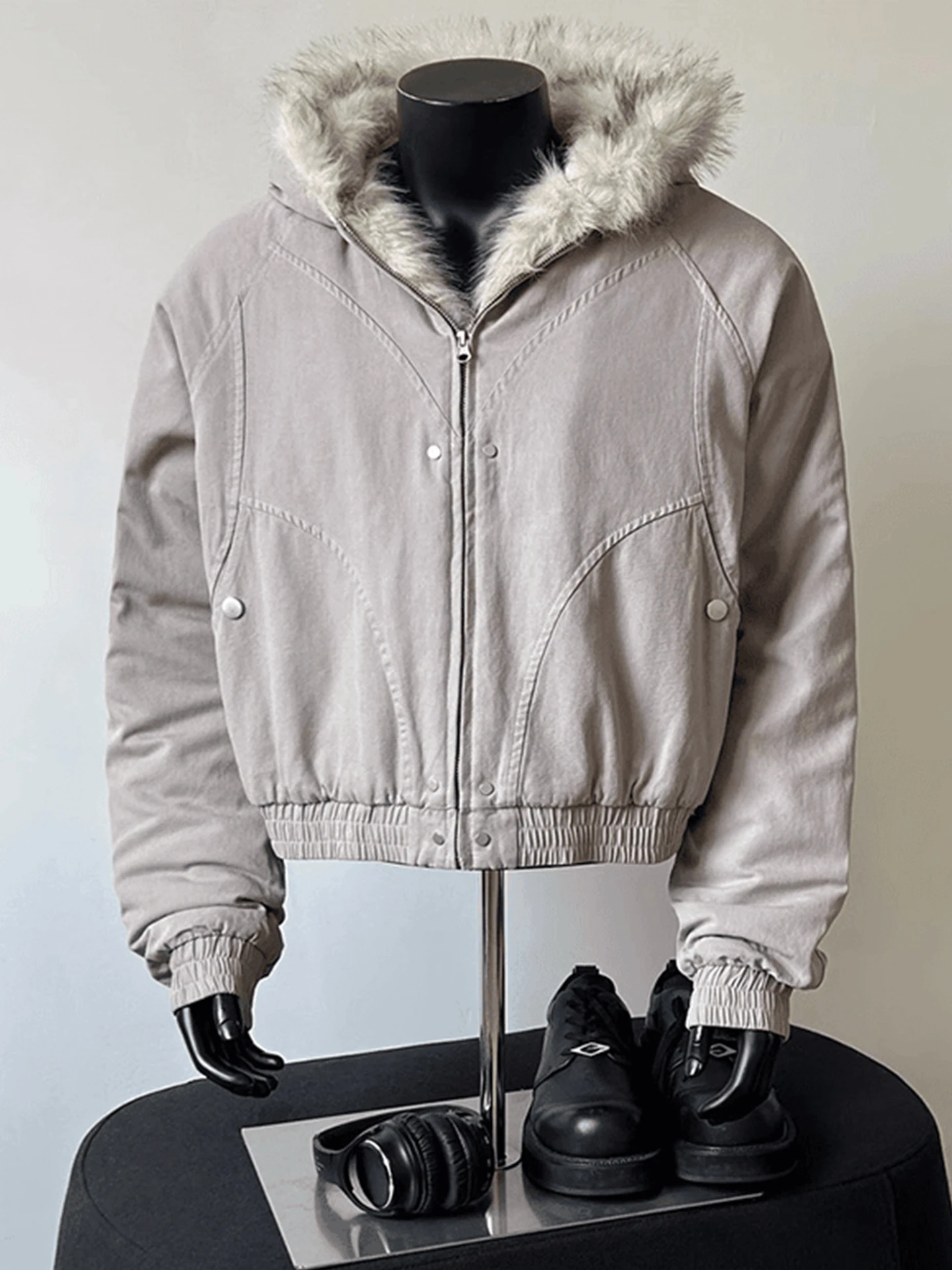 

Retro American Cleanfit Cotton Jaet Men's ort Sle Autumn Winter Heavy Du Deconstructed Mountain Eagle Embroidery