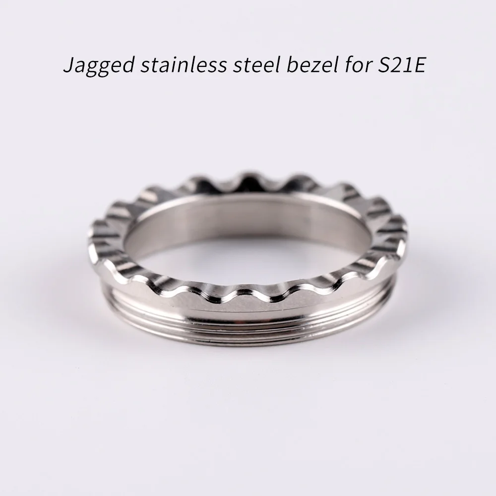 Jagged stainless steel bezel for Convoy S21E S21B flashlight