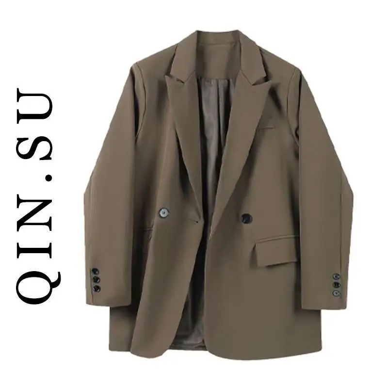 Spring and Autumn Set A Complete Set of Popular Melad Coffee Colored Suit Jacket+black Skirt Two-piece Set
