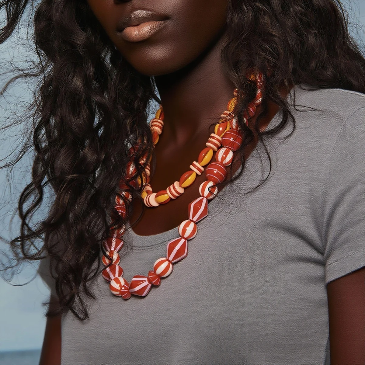 

ZAA New Handmade Colorful Acrylic Resin Beaded Chains Choker Necklaces for Women Double-layer Neck Jewelry Collar Gifts