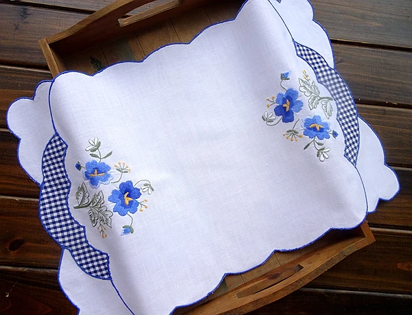 2PCS Foreign Trade Pure Cotton Embroidery Flower American Garden Cloth Placemat Hand Towel Handkerchief