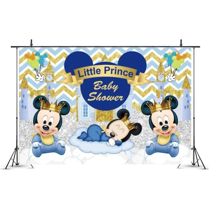 Disney Mickey Mouse Photography Backdrop Mickey 1st Birthday Background Kids Boys Blue Decoration for Baby Shower Party Supplies