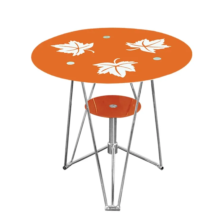 

Fashion negotiation tables and chairs round tempered glass coffee table corner balcony cafe leisure reception tables household